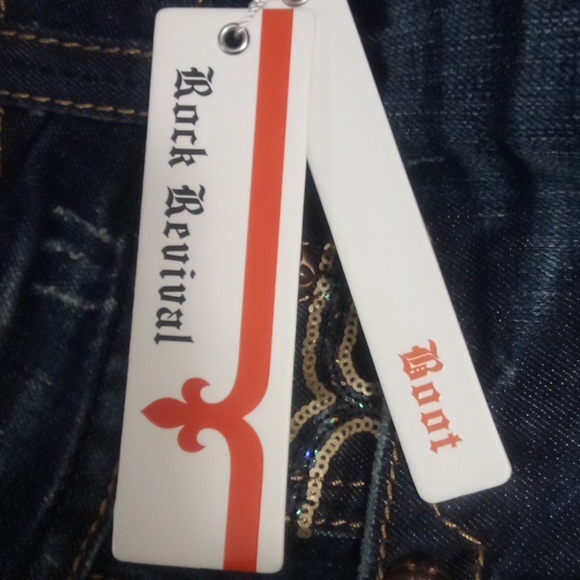 Rock Revival Women's 26 Bootcut Embellished Shimmer Dark Fade NWT - Picture 8 of 8